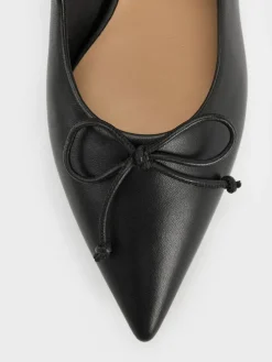 Leather Ruched Pointed Kitten Heels