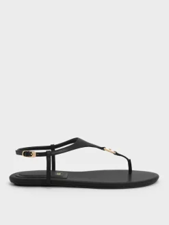 Leather T-Bar Thong Sandals
