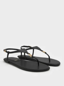 Leather T-Bar Thong Sandals