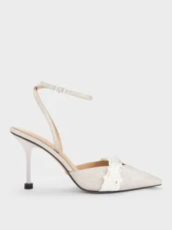 Leda Beaded Glittered Ankle-Strap Pumps