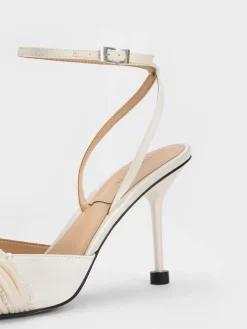 Leda Beaded Satin Ankle-Strap Pumps