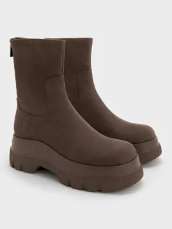 Leoi Faux Suede Chunky Ankle Boots
