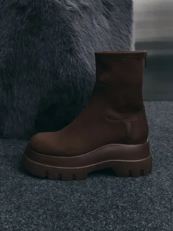 Leoi Faux Suede Chunky Ankle Boots