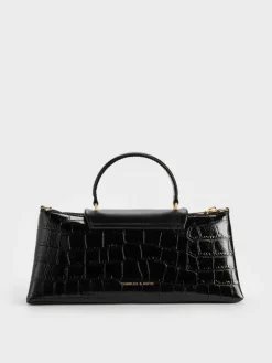 Lilibet Croc-Effect Elongated Top Handle Bag
