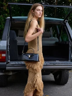Lilibet Croc-Effect Elongated Top Handle Bag
