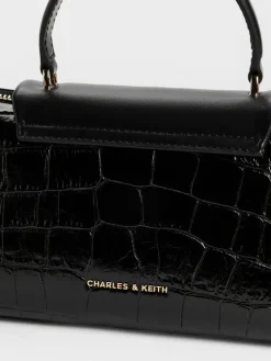 Lilibet Croc-Effect Elongated Top Handle Bag