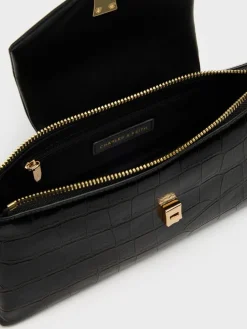 Lilibet Croc-Effect Elongated Top Handle Bag