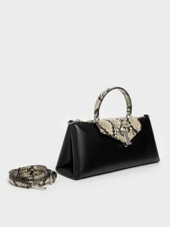 Lilibet Snake-Print Elongated Top Handle Bag
