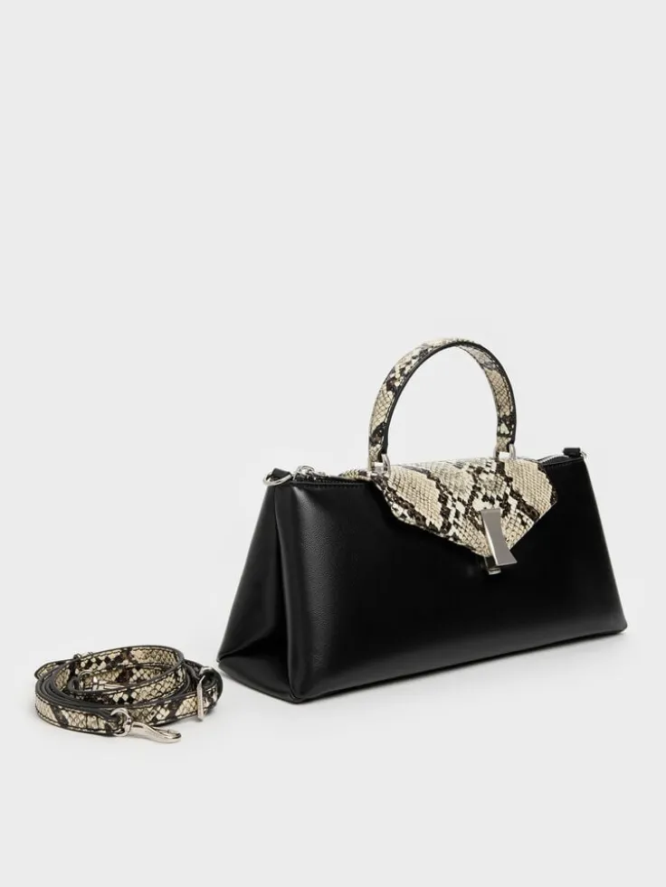 Lilibet Snake-Print Elongated Top Handle Bag