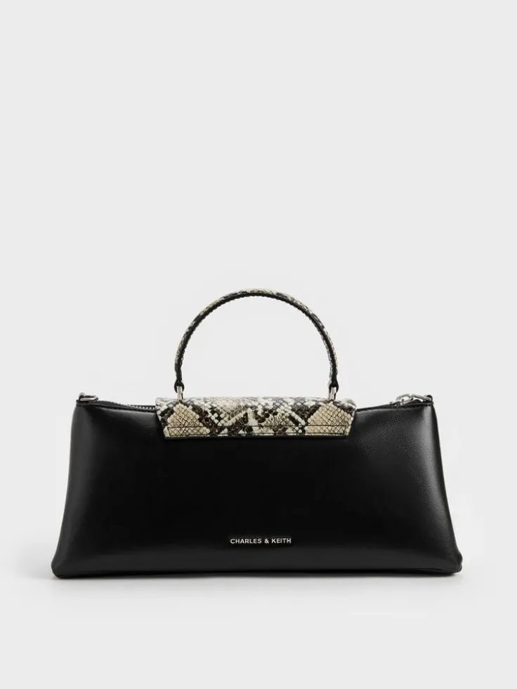 Lilibet Snake-Print Elongated Top Handle Bag