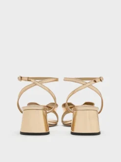 Lu Metallic Leather Bow Heeled Sandals