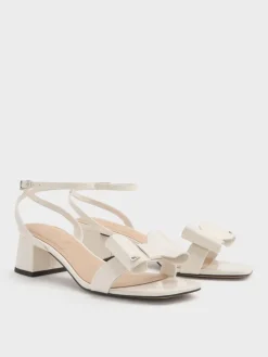 Lu Patent Leather Bow Heeled Sandals