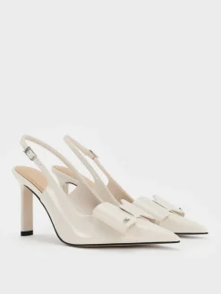 Lu Patent Leather Bow Slingback Pumps