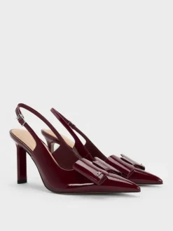 Lu Patent Leather Bow Slingback Pumps