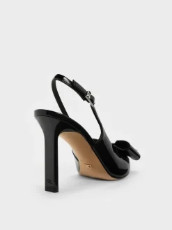 Lu Patent Leather Bow Slingback Pumps