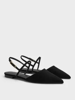 Luciana Faux Suede Pointed Slingback Flats