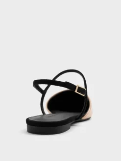 Luciana Patent Faux Suede Pointed Slingback Flats