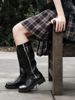 Lyndon Buckled Knee-High Boots