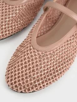 Maggie Mesh Crystal Mary Janes