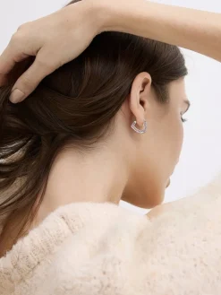 Malorie Crystal Heart Hoop Earrings