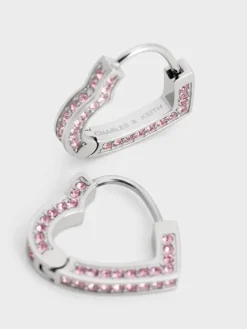 Malorie Crystal Heart Hoop Earrings