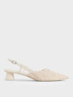 Meja Floral-Crochet Slingback Pumps