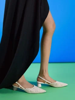 Meja Floral-Crochet Slingback Pumps