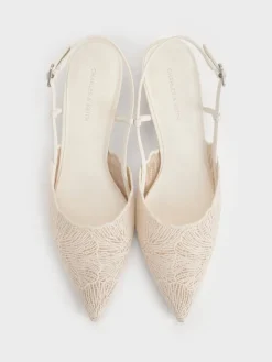 Meja Floral-Crochet Slingback Pumps