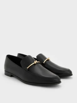 Metallic Knot-Bar Loafers
