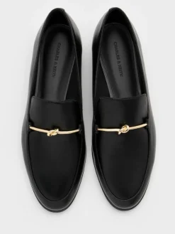 Metallic Knot-Bar Loafers