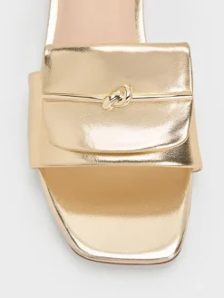 Metallic Knotted Accent Slide Sandals