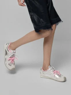 Metallic Leather & Suede Double-Lace Sneakers