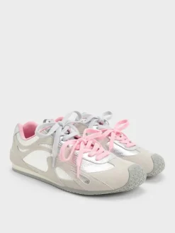 Metallic Leather & Suede Double-Lace Sneakers