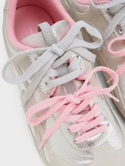Metallic Leather & Suede Double-Lace Sneakers