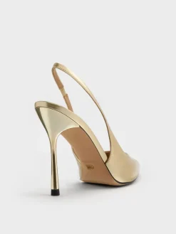 Metallic Leather Slingback Stiletto Pumps