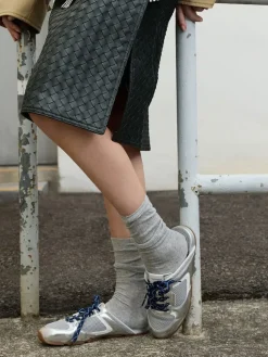 Metallic Mesh Lace-Up Sneaker Mules