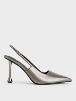 Metallic Sculptural-Heel Pointed Pumps