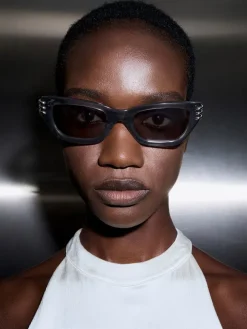 Metallic-Accent Angular Cat-Eye Sunglasses