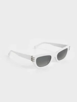 Metallic-Accent Angular Cat-Eye Sunglasses