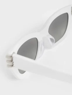 Metallic-Accent Angular Cat-Eye Sunglasses