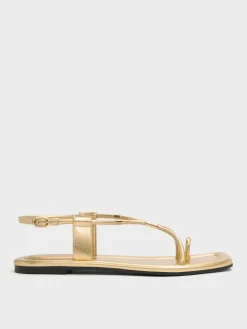 Metallic-Accent Toe-Ring Sandals