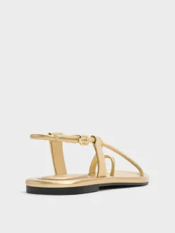 Metallic-Accent Toe-Ring Sandals