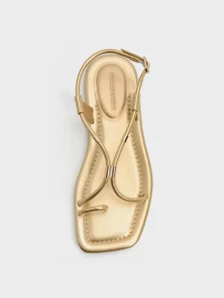 Metallic-Accent Toe-Ring Sandals