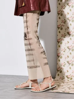 Metallic-Accent Toe-Ring Sandals