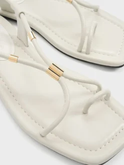 Metallic-Accent Toe-Ring Sandals