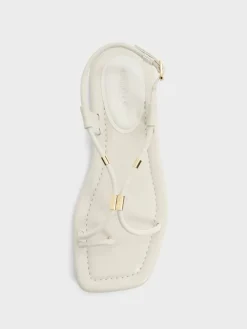 Metallic-Accent Toe-Ring Sandals