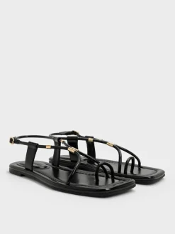 Metallic-Accent Toe-Ring Sandals