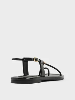 Metallic-Accent Toe-Ring Sandals