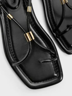 Metallic-Accent Toe-Ring Sandals