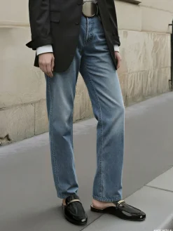 Metallic-Bar Loafer Mules